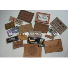 Jean Patch Leather Label Factory Custom Embossed Brand Name Tan Color Genuines Leather Patch for Jeans